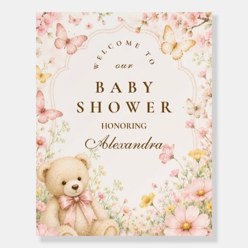 Whimsical Floral Teddy Bear Baby Shower Foam Board