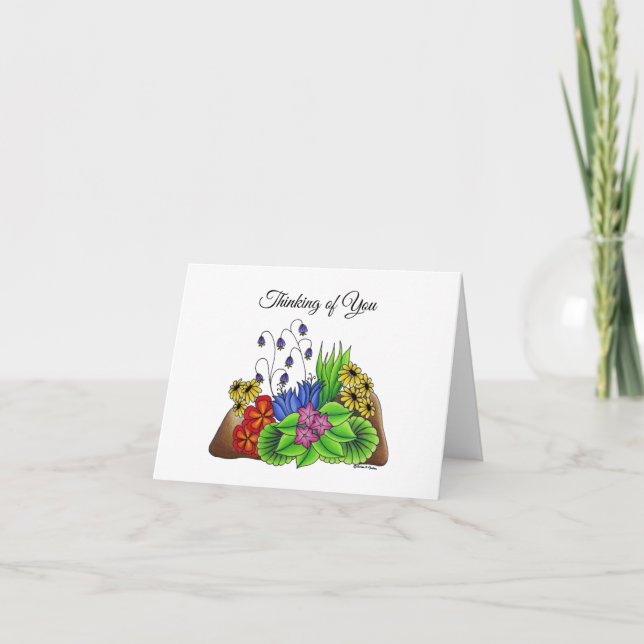 Whimsical Floral Thinking of You Card (Front)