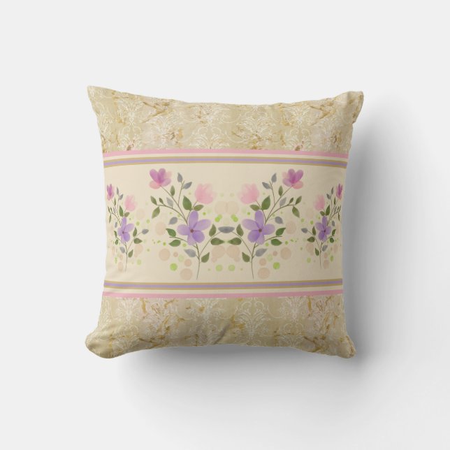 Whimsical Floral Throw Pillow (Front)