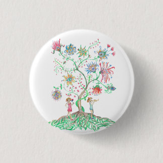 Whimsical Floral Tree Button