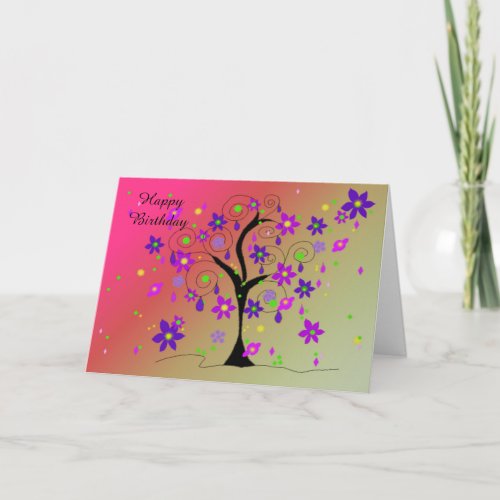 Whimsical Floral Tree Card