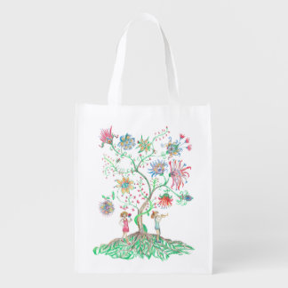 Whimsical Floral Tree Grocery Bag