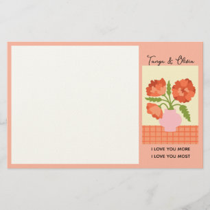 Whimsical floral vase illustration Design Stationery