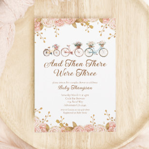 Whimsical Floral Vintage Bike Baby Shower Invitation