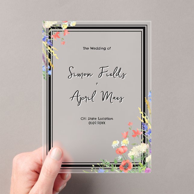 Whimsical Floral watercolor Wedding Acrylic Invitations (Insitu (Handheld))