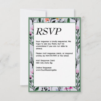 Whimsical Floral Watercolor Wedding RSVP Card