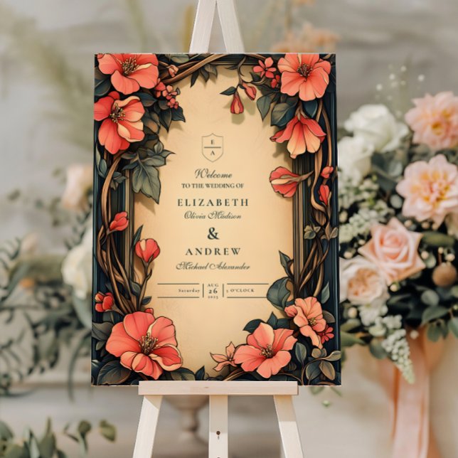 Whimsical Floral Wedding Art Nouveau Foam Board (Creator Uploaded)