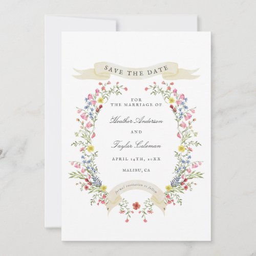 Whimsical Floral Wedding Crest Garden Save The Date