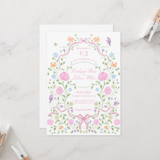 Whimsical Floral Wedding Invitation