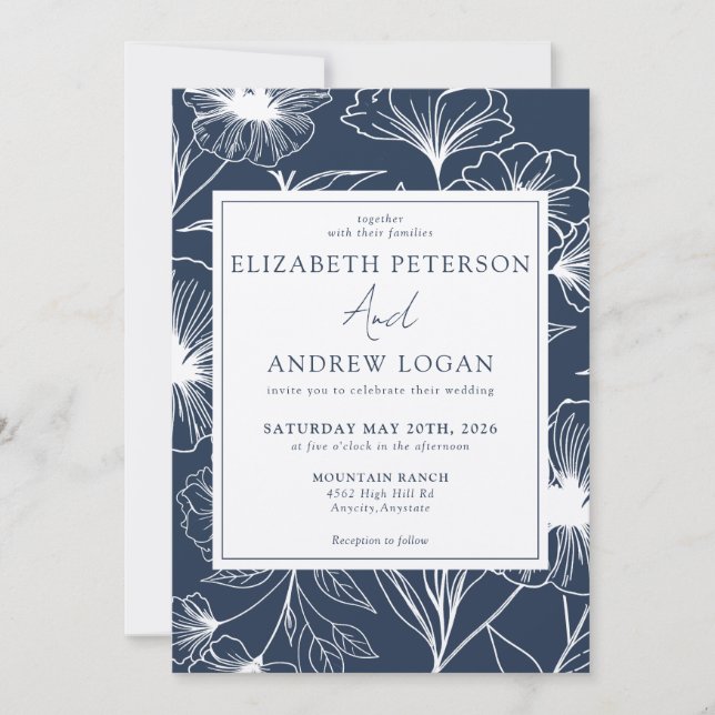 Whimsical Floral Wedding Invitation (Front)