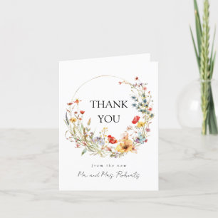 Whimsical Floral Wedding Letterpress Thank You Card