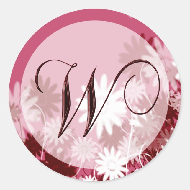 Whimsical Floral Wedding Monogram W Envelope Seal (Front)