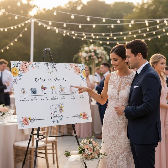 Whimsical Floral Wedding Timeline Sign (Creator Uploaded)