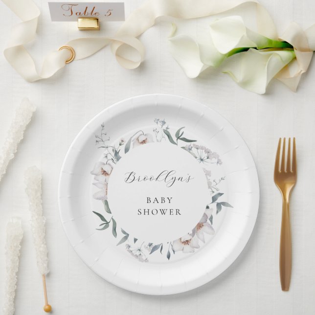 Whimsical Floral Wildflower Spring Baby Shower Pap Paper Plates (Wedding)