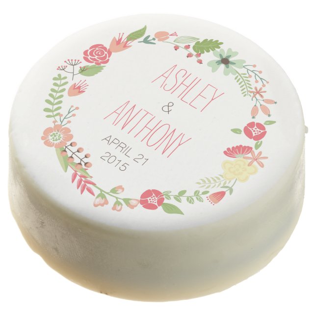 Whimsical Floral Wreath Personalized Wedding Favor (Angled)