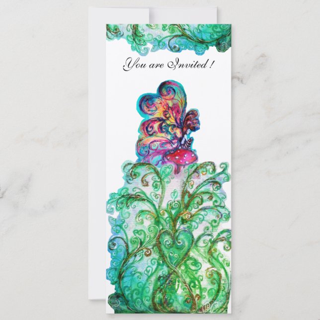 WHIMSICAL FLOURISHES AND SMALL ELF purple,red,blue Invitation (Front)