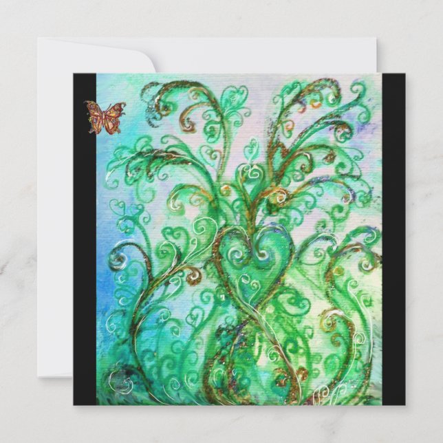 WHIMSICAL FLOURISHES bright blue green black Invitation (Front)