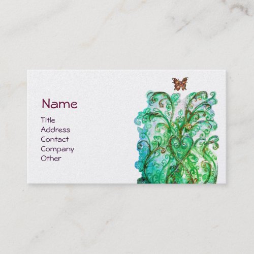 WHIMSICAL FLOURISHES bright blue green pearl Business Card
