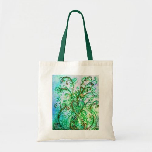 WHIMSICAL FLOURISHES bright blue green white Tote Bag