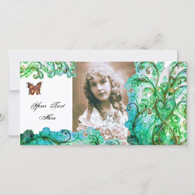 WHIMSICAL FLOURISHES  bright blue white green (Front)