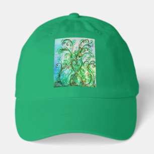 WHIMSICAL FLOURISHES bright green blue yellow Hat