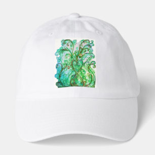 WHIMSICAL FLOURISHES bright green blue yellow Hat