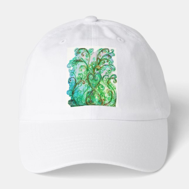 WHIMSICAL FLOURISHES bright green blue yellow Hat (Front)
