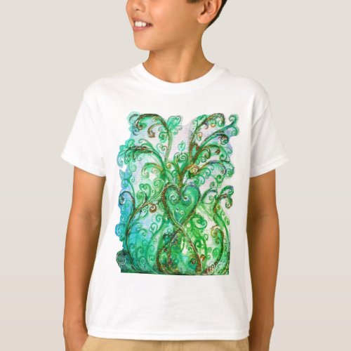 WHIMSICAL FLOURISHES bright green blue yellow T_Shirt