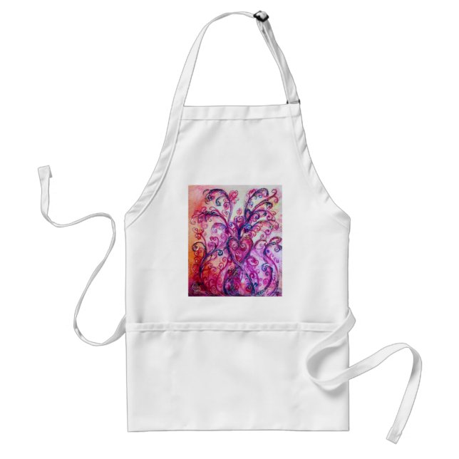 WHIMSICAL FLOURISHES bright pink purple white Adult Apron (Front)
