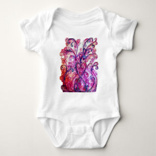 WHIMSICAL FLOURISHES bright pink purple white Baby Bodysuit