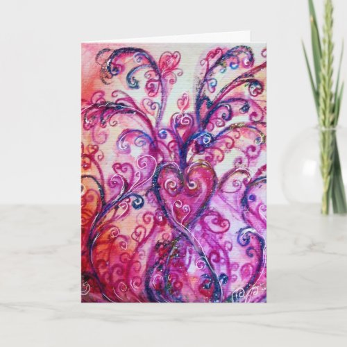 WHIMSICAL FLOURISHES bright pink purple white Holiday Card