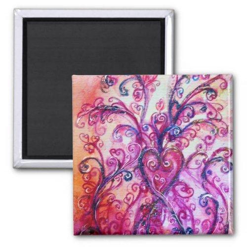 WHIMSICAL FLOURISHES bright pink purple white Magnet