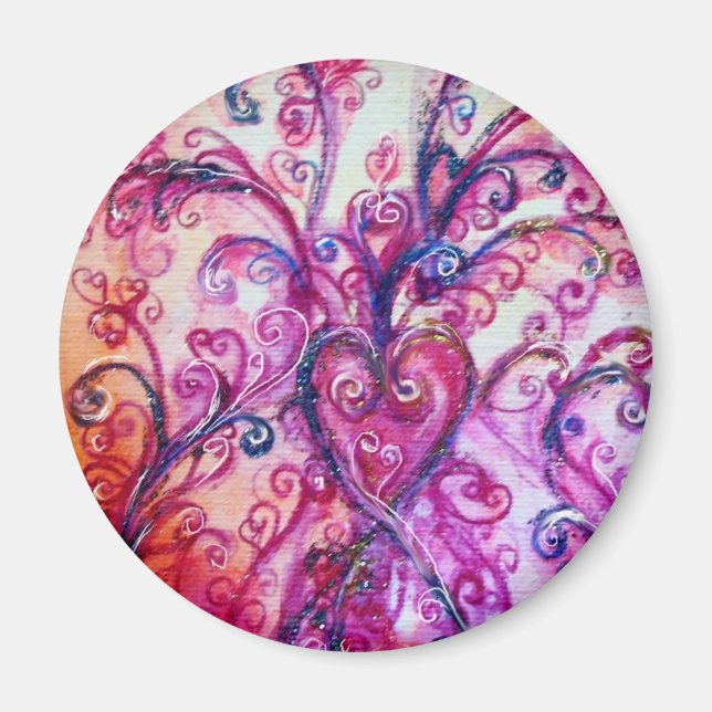 WHIMSICAL FLOURISHES bright pink purple white Magnet (Front)