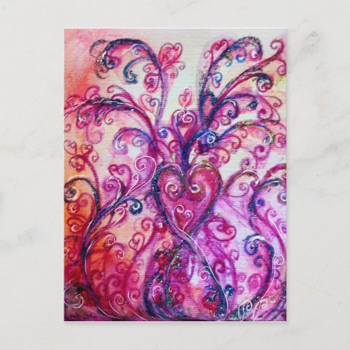 WHIMSICAL FLOURISHES bright pink purple white Postcard