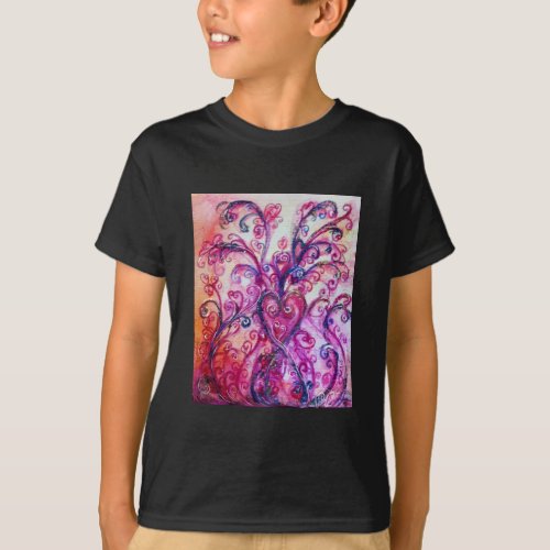 WHIMSICAL FLOURISHES bright pink purple white T_Shirt