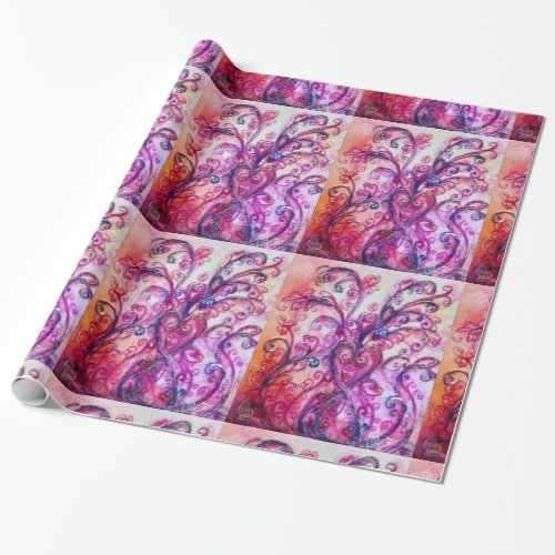 WHIMSICAL FLOURISHES bright pink purple white Wrapping Paper