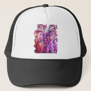 WHIMSICAL FLOURISHES bright pink red blue Trucker Hat
