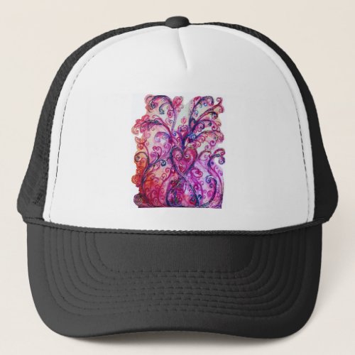 WHIMSICAL FLOURISHES bright pink red blue Trucker Hat