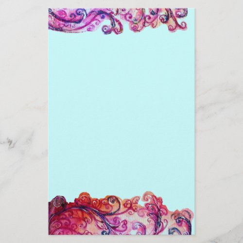 WHIMSICAL FLOURISHES bright pink red purple blue Stationery
