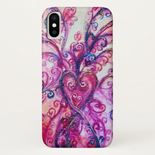 WHIMSICAL FLOURISHES bright pink red purple iPhone X Case