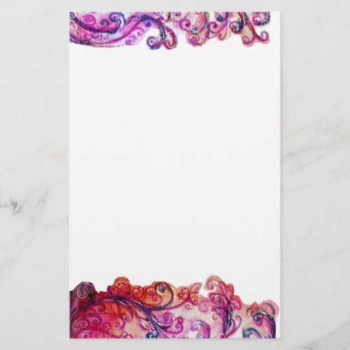 WHIMSICAL FLOURISHES bright pink red purple Stationery