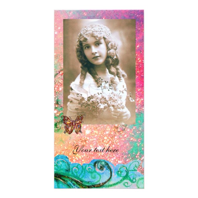 WHIMSICAL FLOURISHES bright red ,pink green blue Card (Front)