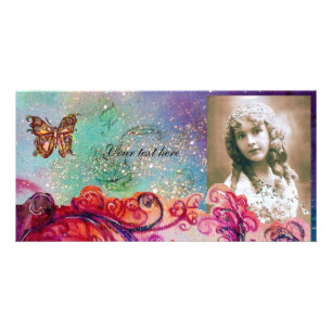 WHIMSICAL FLOURISHES bright red ,pink green blue Card