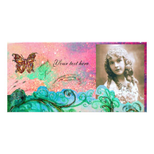 WHIMSICAL FLOURISHES bright red ,pink green blue Card