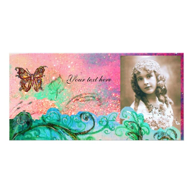 WHIMSICAL FLOURISHES bright red ,pink green blue Card (Front)
