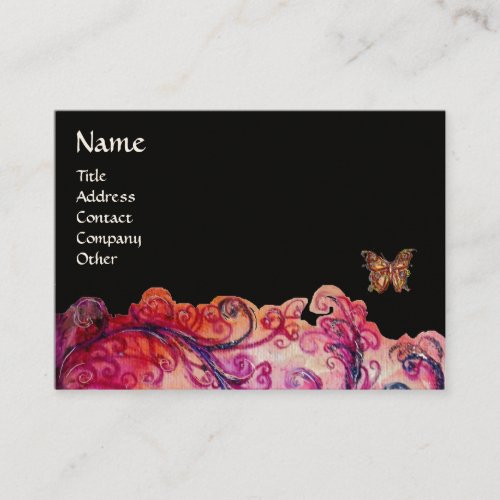 WHIMSICAL FLOURISHES bright red pink purple black Business Card