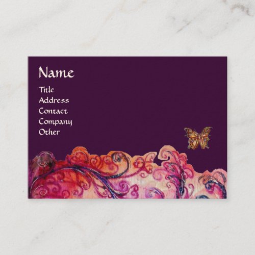 WHIMSICAL FLOURISHES bright red pink purple blue Business Card