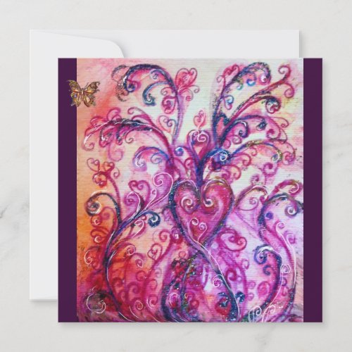 WHIMSICAL FLOURISHES bright red pink purple blue Invitation