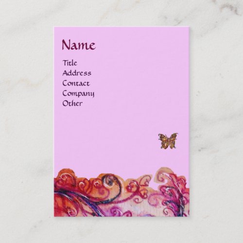 WHIMSICAL FLOURISHES bright red pink purple Business Card