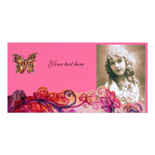 WHIMSICAL FLOURISHES bright red pink purple Card